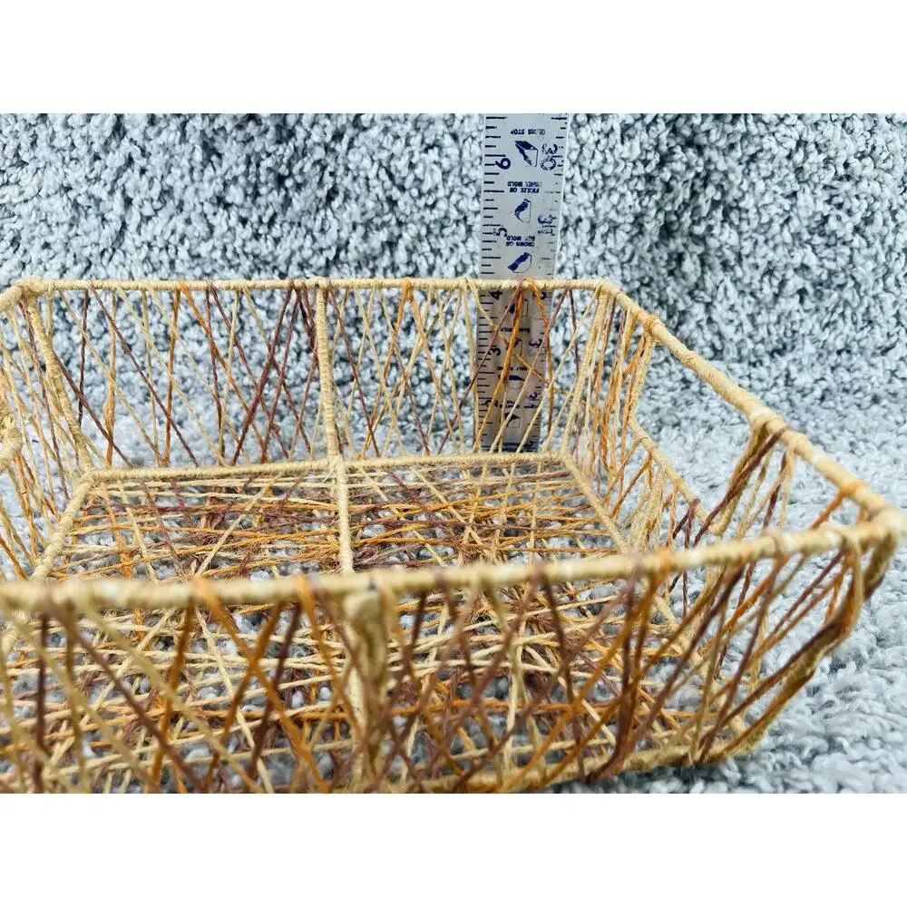 String Woven Trinket Basket Square Home Any Room Decor Storage 4inX6inX8in
